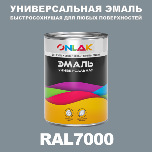 Универсальная быстросохнущая эмаль ONLAK, цвет RAL7000, в комплекте с растворителем