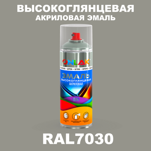 Высокоглянцевая акриловая эмаль ONLAK, цвет RAL7030, спрей 520мл