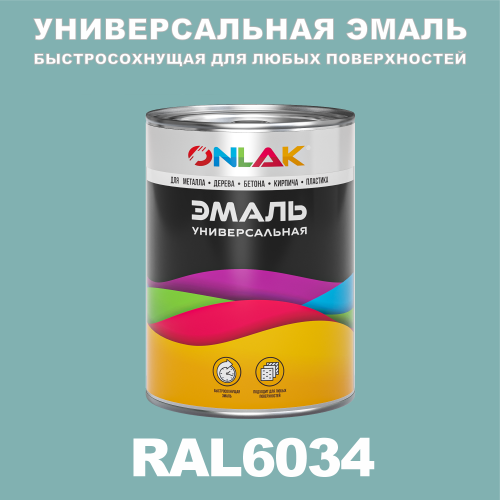 Универсальная быстросохнущая эмаль ONLAK, цвет RAL6034, в комплекте с растворителем