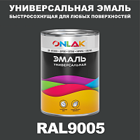 Универсальная быстросохнущая эмаль ONLAK, цвет RAL9005, в комплекте с растворителем