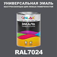 Универсальная быстросохнущая эмаль ONLAK, цвет RAL7024, в комплекте с растворителем