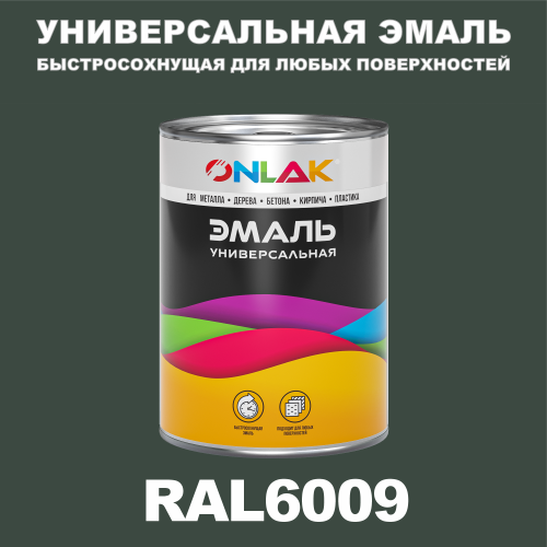 Универсальная быстросохнущая эмаль ONLAK, цвет RAL6009, в комплекте с растворителем