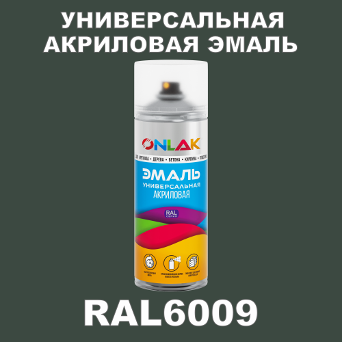 RAL6009 универсальная акриловая эмаль ONLAK, спрей 400мл