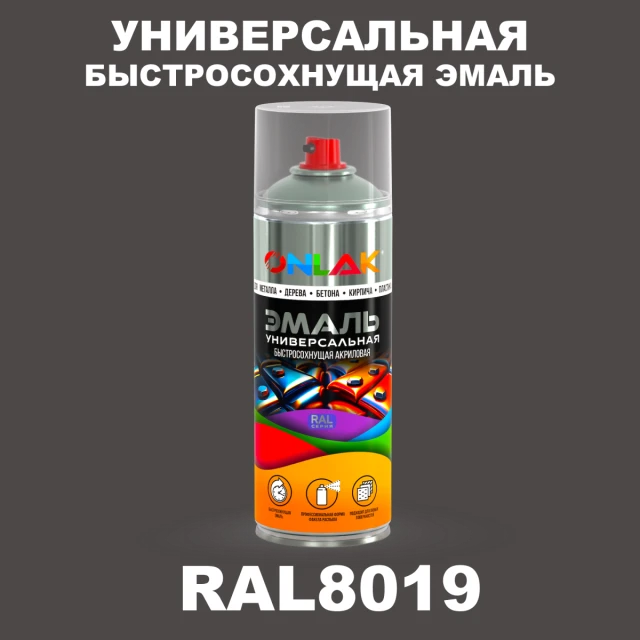 Универсальная быстросохнущая эмаль ONLAK, цвет RAL8019, спрей 520мл ONLAK.RU - Лакокрасочные технологии