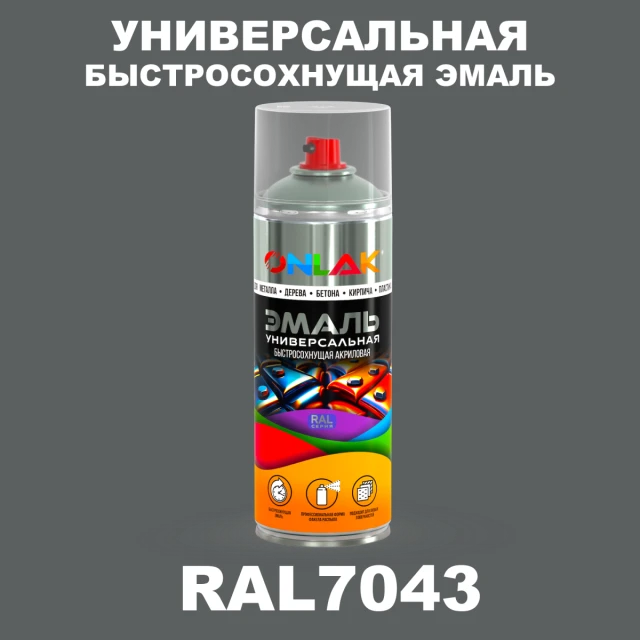 Универсальная быстросохнущая эмаль ONLAK, цвет RAL7043, спрей 520мл ONLAK.RU - Лакокрасочные технологии