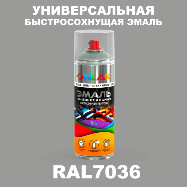 Универсальная быстросохнущая эмаль ONLAK, цвет RAL7036, спрей 520мл ONLAK.RU - Лакокрасочные технологии