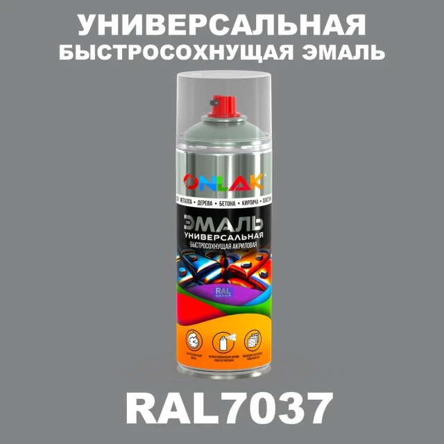 Универсальная быстросохнущая эмаль ONLAK, цвет RAL7037, спрей 520мл ONLAK.RU - Лакокрасочные технологии