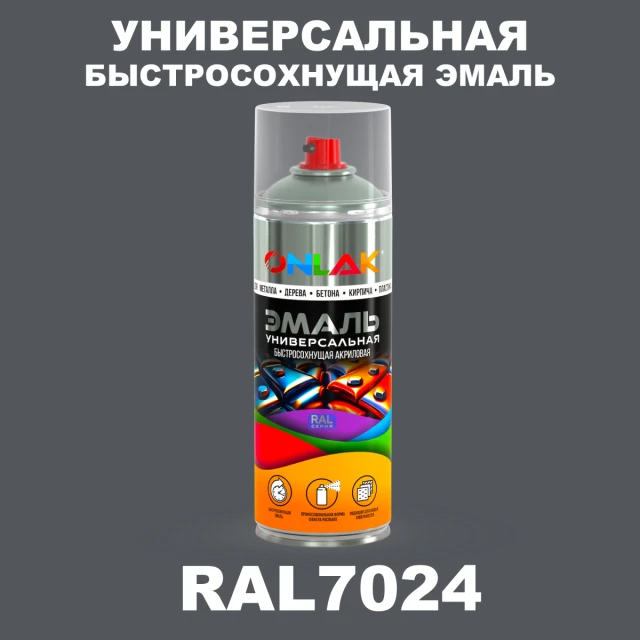 Универсальная быстросохнущая эмаль ONLAK, цвет RAL7024, спрей 520мл ONLAK.RU - Лакокрасочные технологии