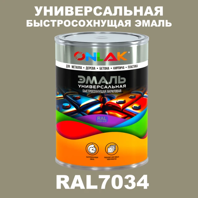 Универсальная быстросохнущая эмаль ONLAK, цвет RAL7034, в комплекте с растворителем ONLAK.RU - Лакокрасочные технологии