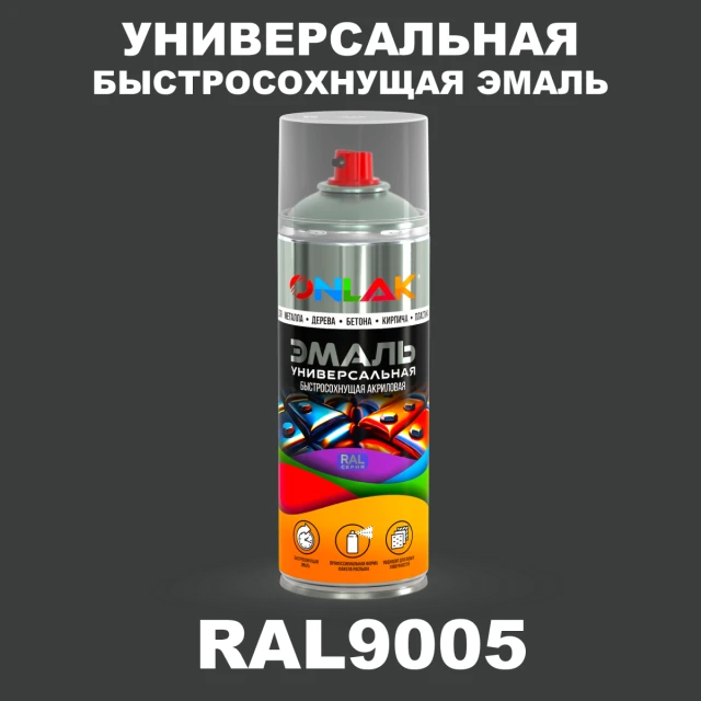 Универсальная быстросохнущая эмаль ONLAK, цвет RAL9005, спрей 520мл ONLAK.RU - Лакокрасочные технологии