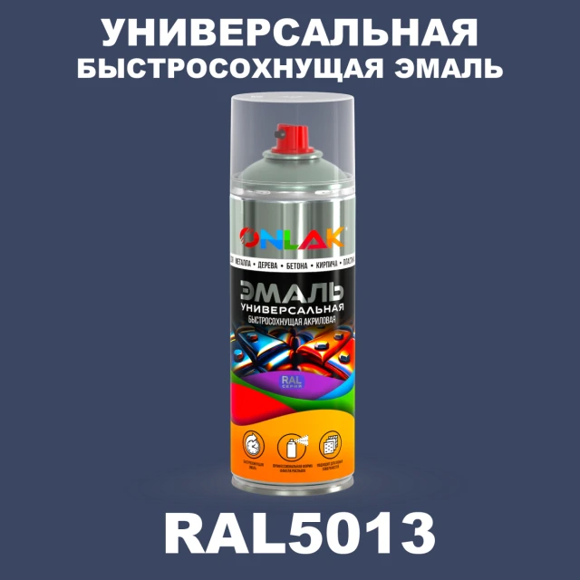 Универсальная быстросохнущая эмаль ONLAK, цвет RAL5013, спрей 520мл ONLAK.RU - Лакокрасочные технологии