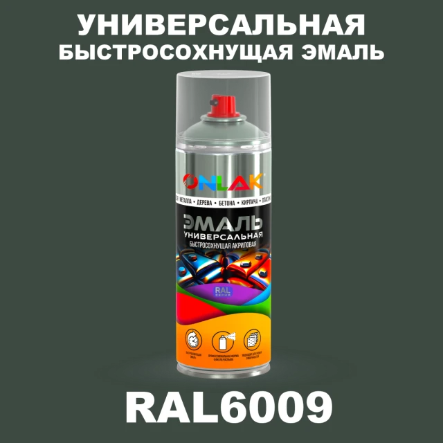 Универсальная быстросохнущая эмаль ONLAK, цвет RAL6009, спрей 520мл ONLAK.RU - Лакокрасочные технологии